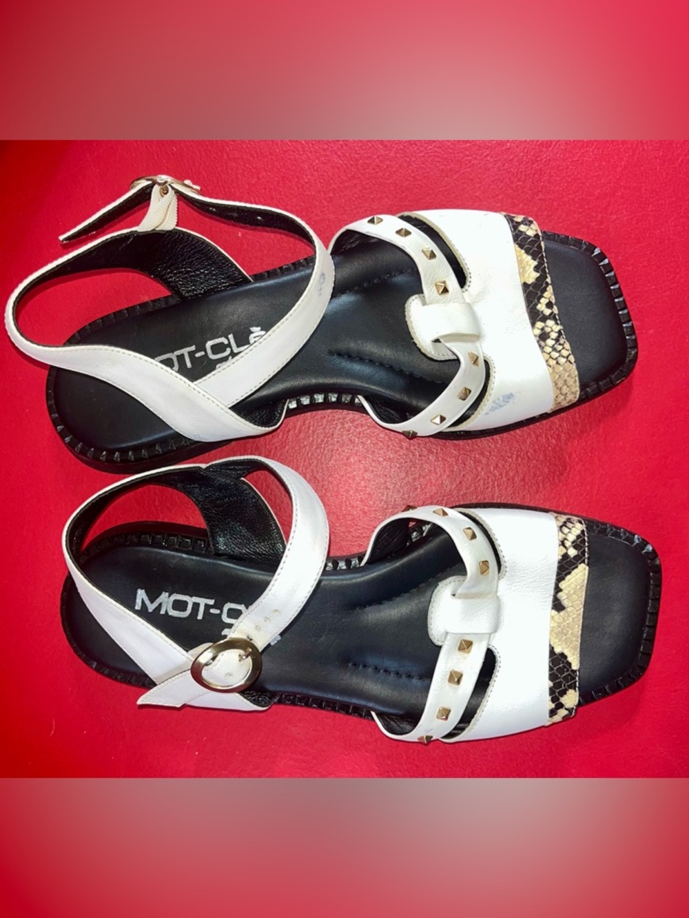 Mot - Cle Women Leather Sandals, Made In Italy, Size 37.5 Snake-Print Accent